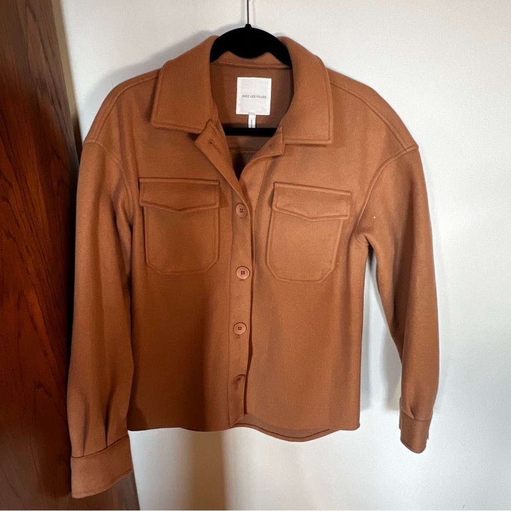 Avec les filles boyfriend shacket cognac size XS - Picture 2 of 8